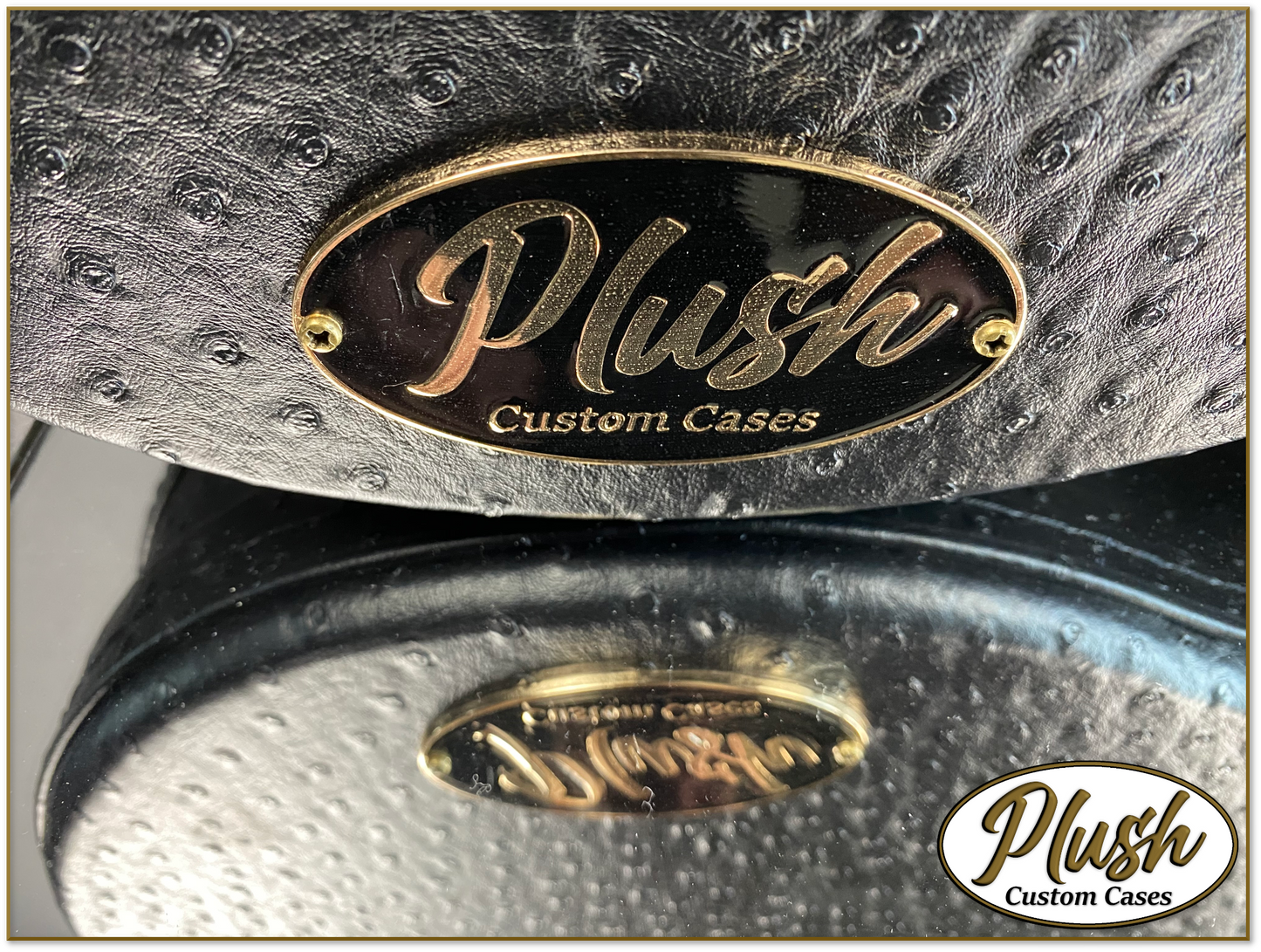 Plush-Paul LP Custom Guitar Case Black Ostrich with Cream Fur