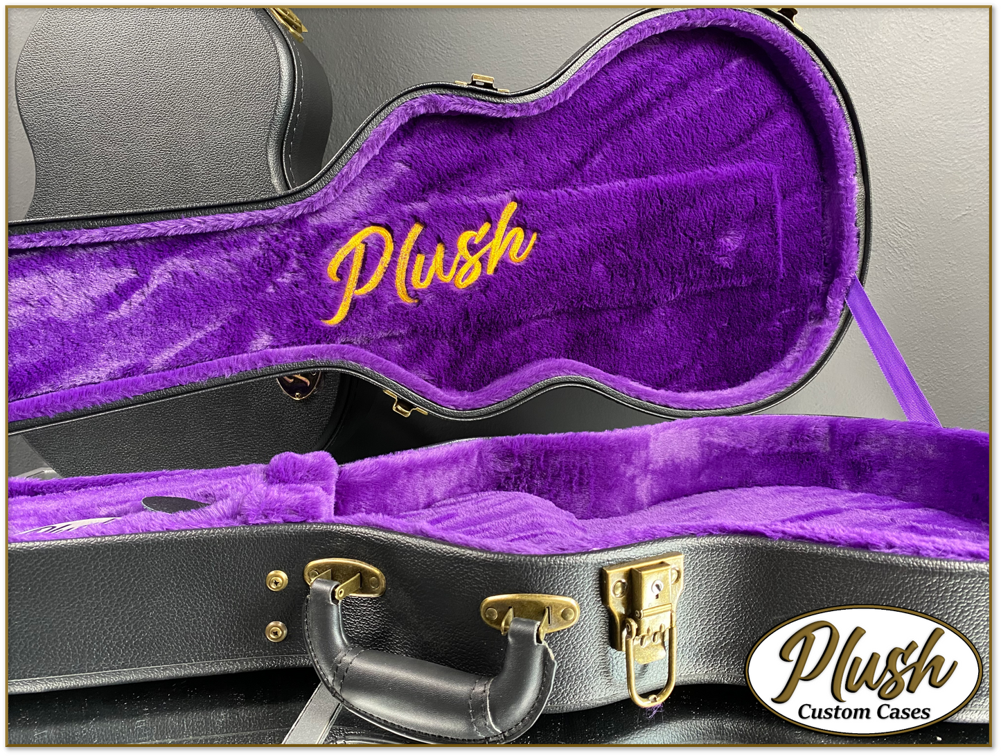 Plush-Paul LP Custom Guitar Case Black Tolex with Purple Fur