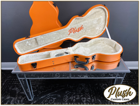 Plush-Paul LP Custom Guitar Case Orange Tolex with Cream Fur