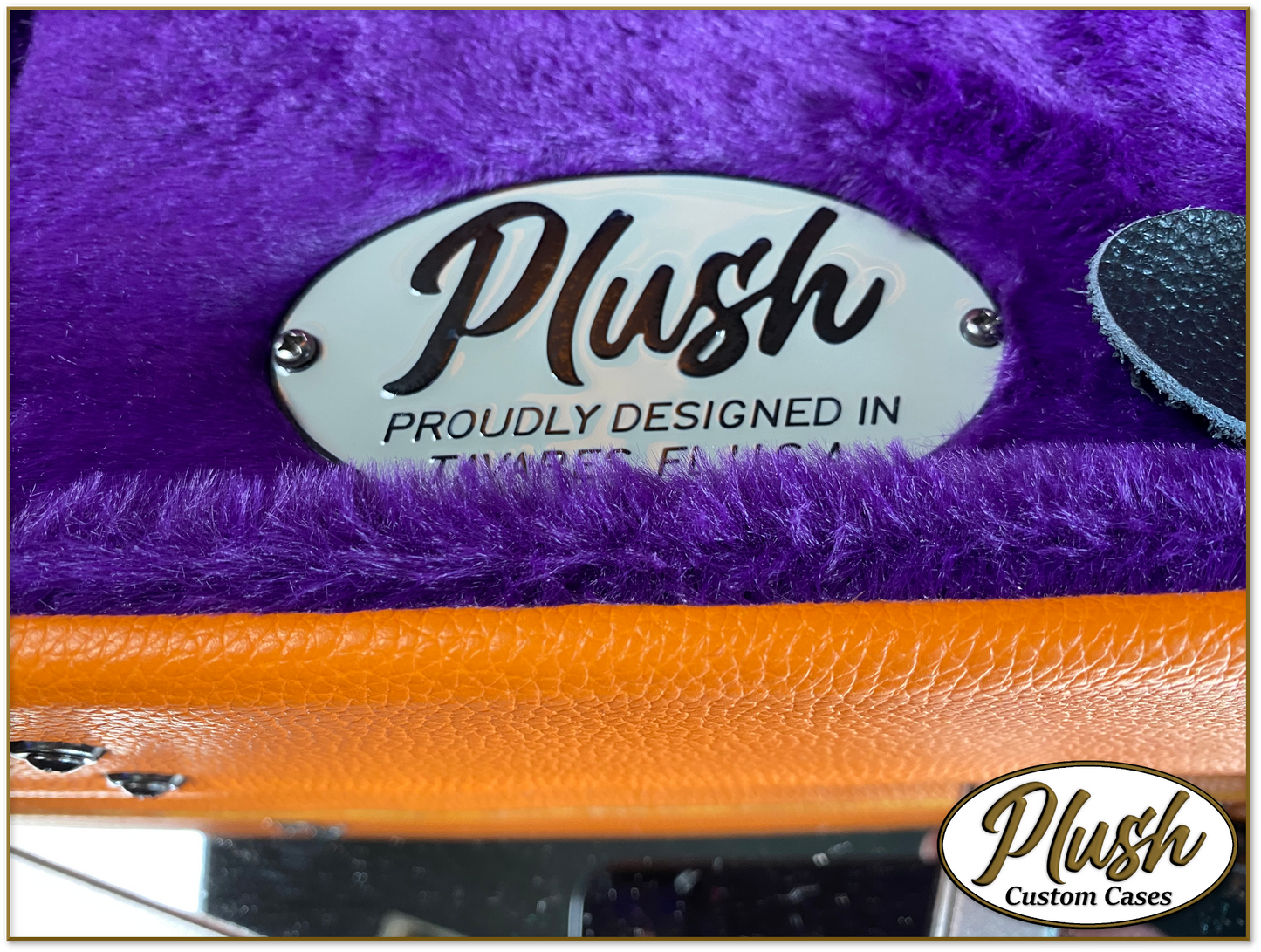 Plush-Paul LP Custom Guitar Case Orange Tolex with Purple Fur