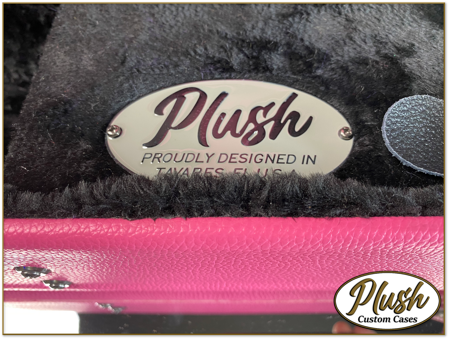 Plush-Paul LP Custom Guitar Case Pink Tolex with Black Fur