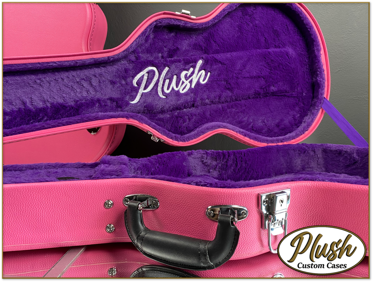 Plush-Paul LP Custom Guitar Case Pink Tolex with Purple Fur