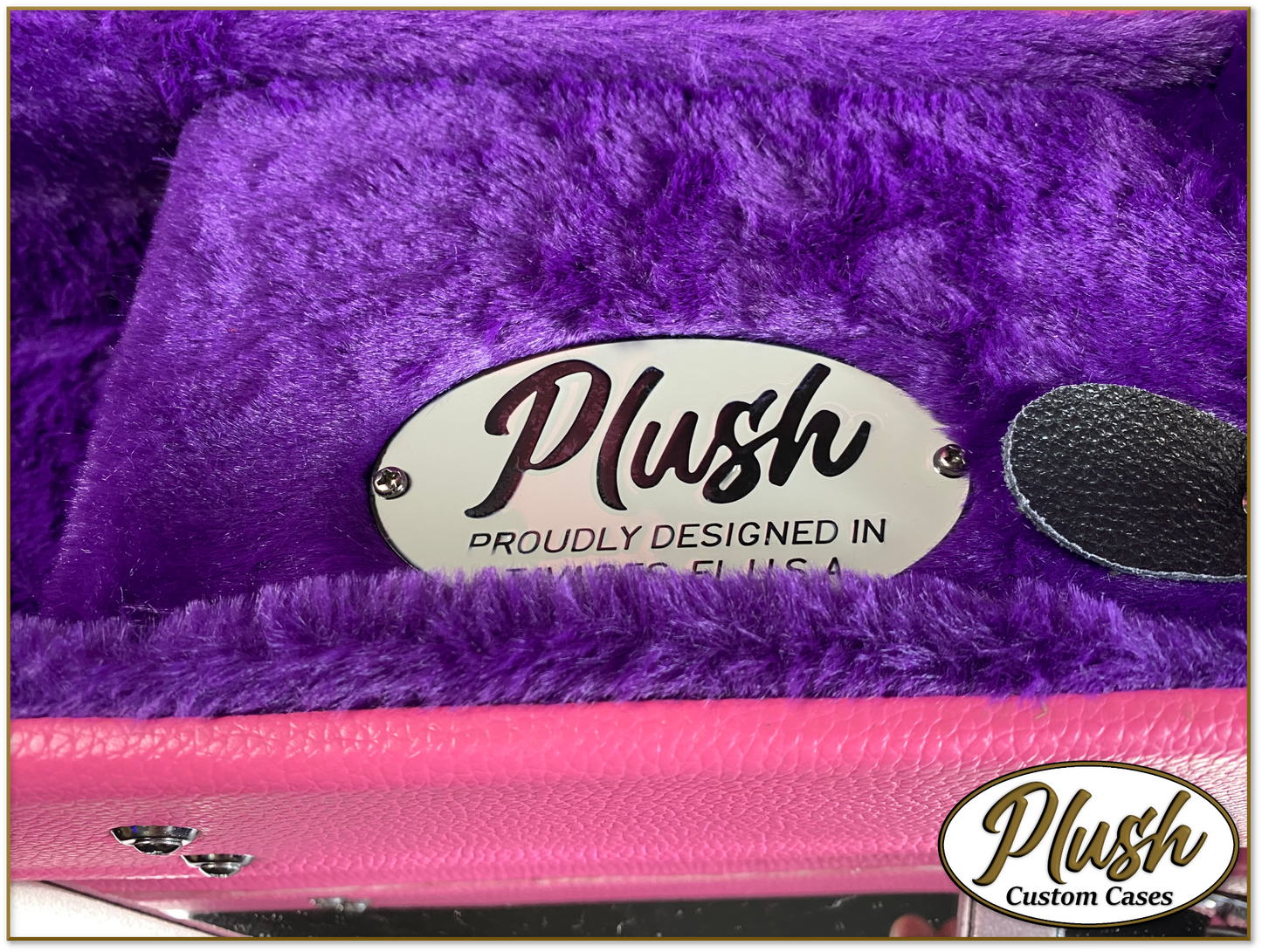 Plush-Paul LP Custom Guitar Case Pink Tolex with Purple Fur