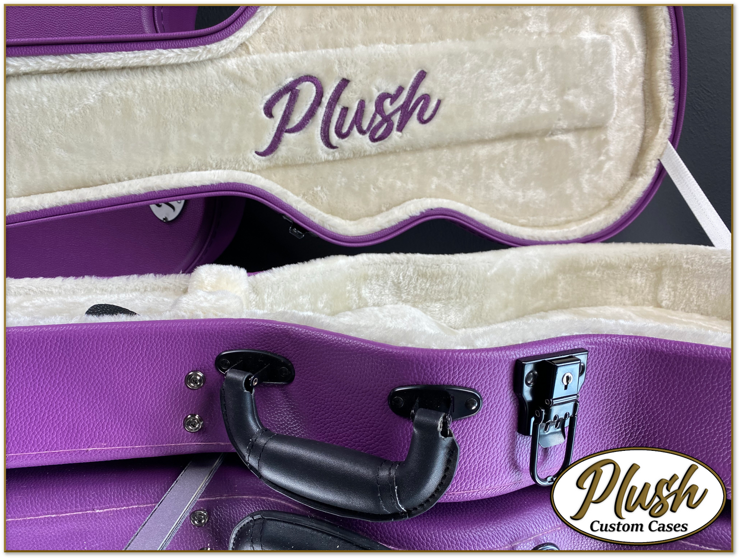 Plush-Paul LP Custom Guitar Case Purple Tolex with Cream Fur