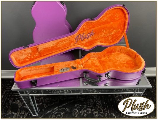 Plush-Paul LP Custom Guitar Case Purple Tolex with Orange Fur