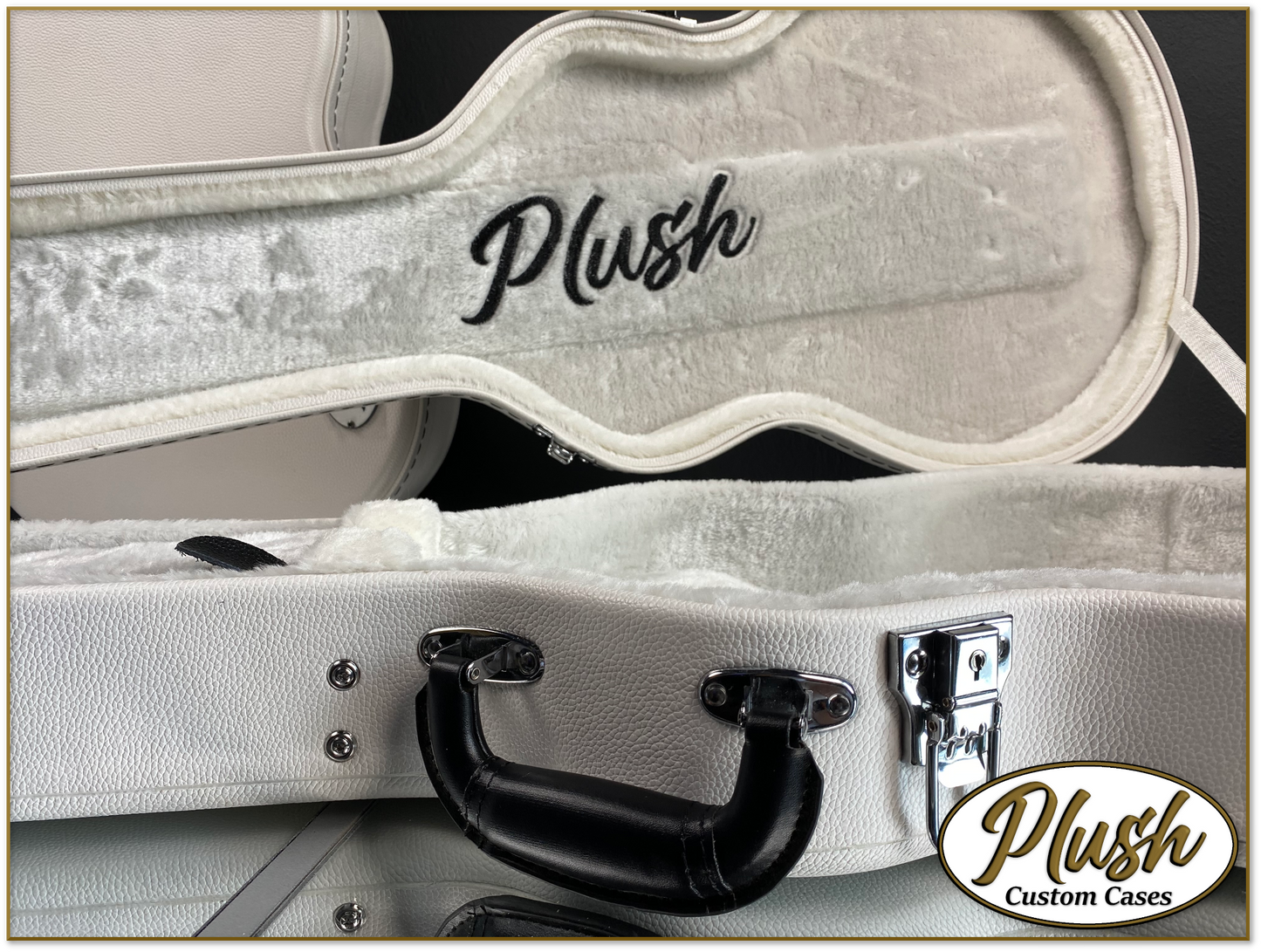 Plush-Paul LP Custom Guitar Case White Tolex with White Fur