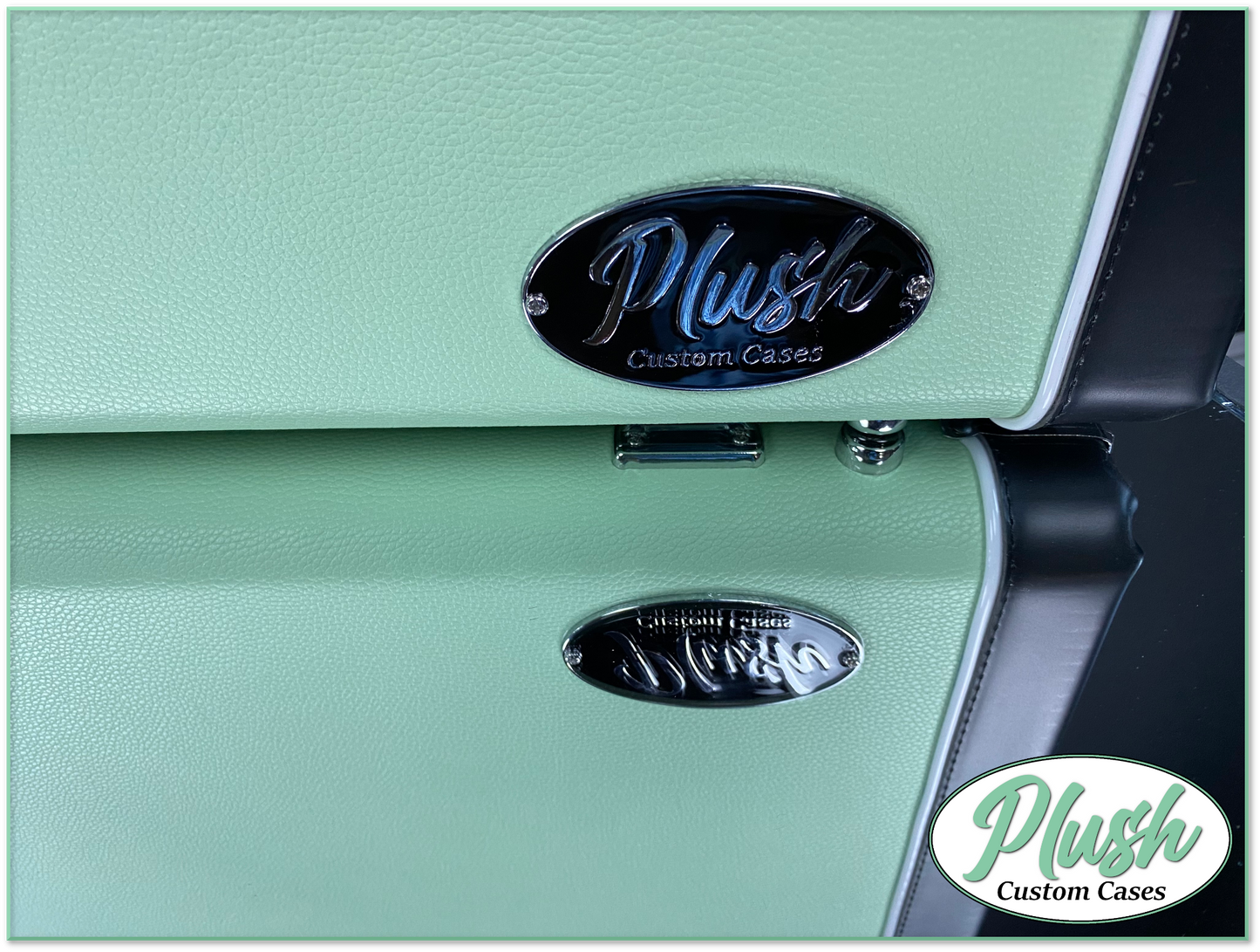 PlushMaster Jazz/Offset Custom Guitar Case Seafoam Green Tolex with Green Fur