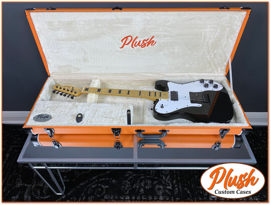 PlushCaster Tele®/Strat® Size Custom Guitar Case Orange Tolex with Cream Fur